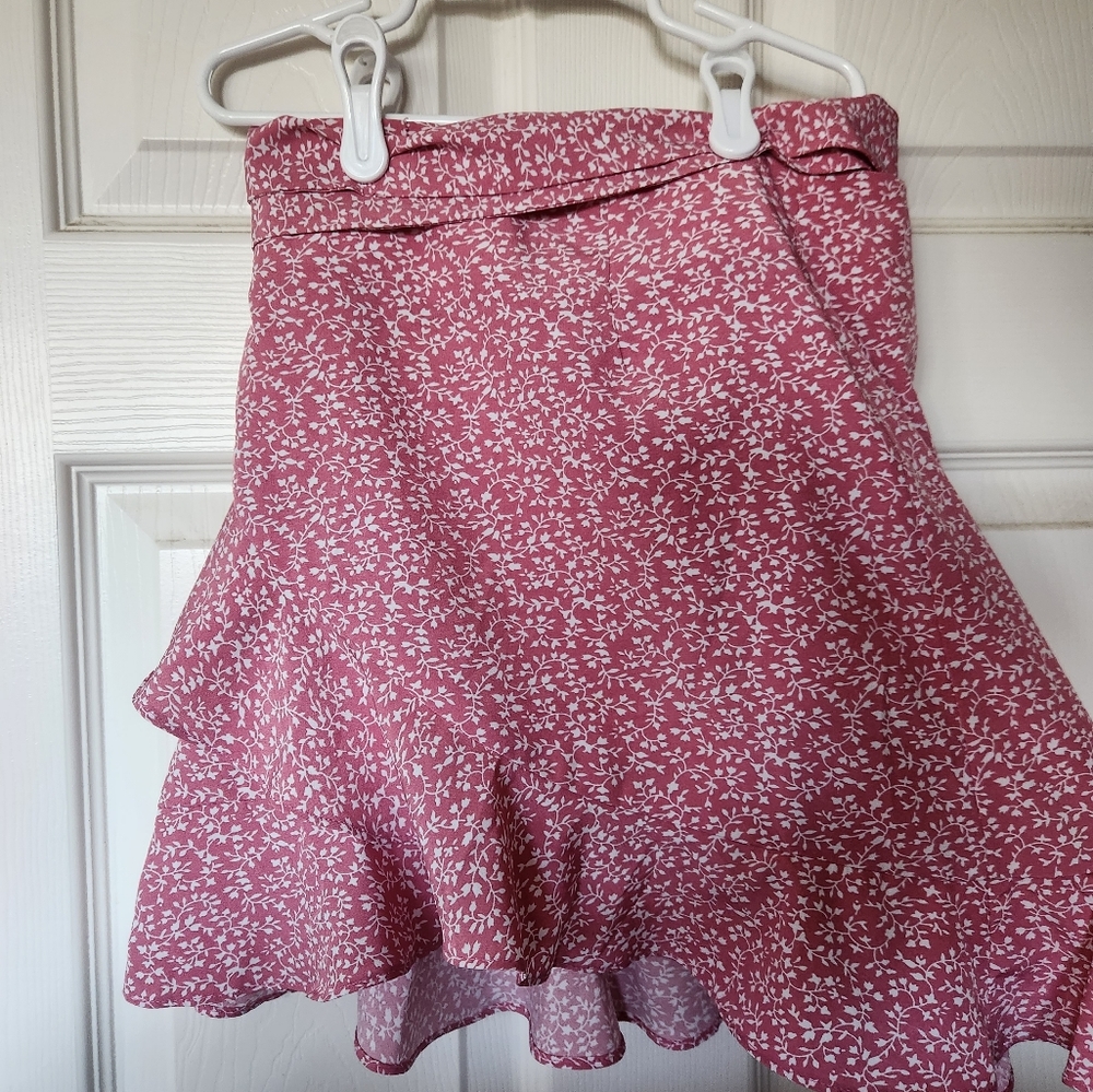 pink mini wrap skirt